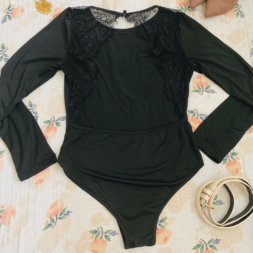 Black Backless Bodysuit Sexy Small